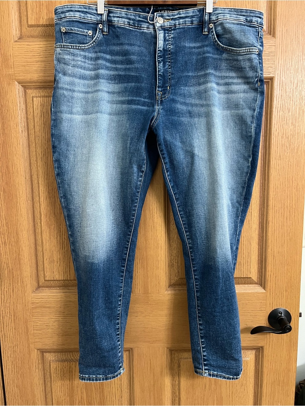 Ralph Lauren Premier Skinny Ankle Jeans 20W Stretch Denim Medium Blue Wash